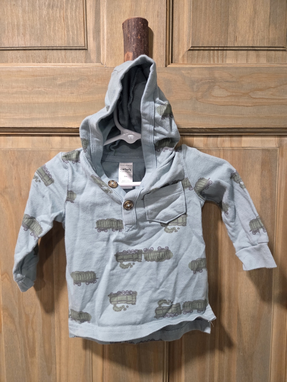 **BUNDLE & SAVE** Carter's Light Blue Hooded Long-Sleeve Shirt with Train